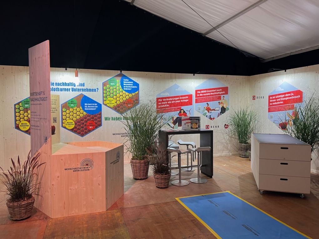 Wie nachhaltig sind die Unternehmen im Kanton Solothurn unterwegs und was tun sie aktuell zum Thema nachhaltigkeit? Der Themenbereich "Wirtschaft" zeigte dies konkret anhand der Berner Kantonalbank BEKB und den Solothurner Unternehmen in der Sonderschau Plus auf. Foto: Stiftung 3FO (FK) Wie nachhaltig sind die Unternehmen im Kanton Solothurn unterwegs und was tun sie aktuell zum Thema nachhaltigkeit? Der Themenbereich "Wirtschaft" zeigte dies konkret anhand der Berner Kantonalbank BEKB und den Solothurner Unternehmen in der Sonderschau Plus auf. Foto: Stiftung 3FO (FK)